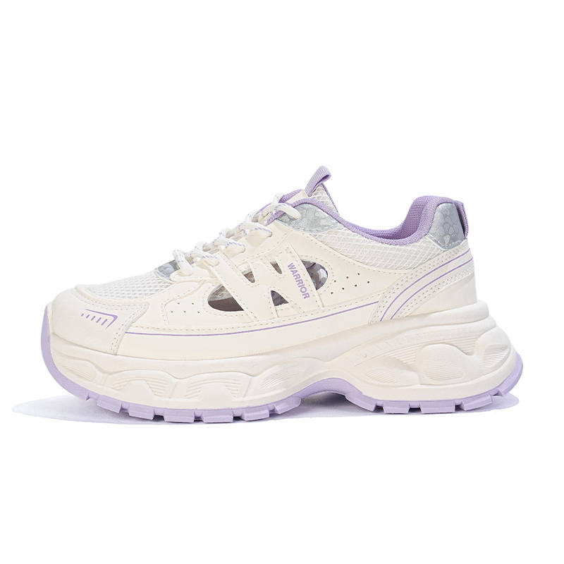 WARRIOR Chunky Sneakers Women's Low Top Beige Purple