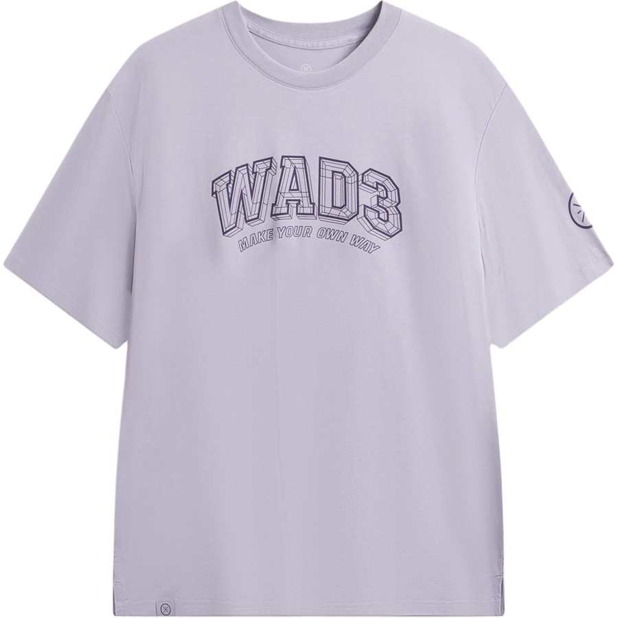 Li-Ning Li Ning T Shirts Men's Taro Paste Purple Crew Neck Moderate Straight Fit