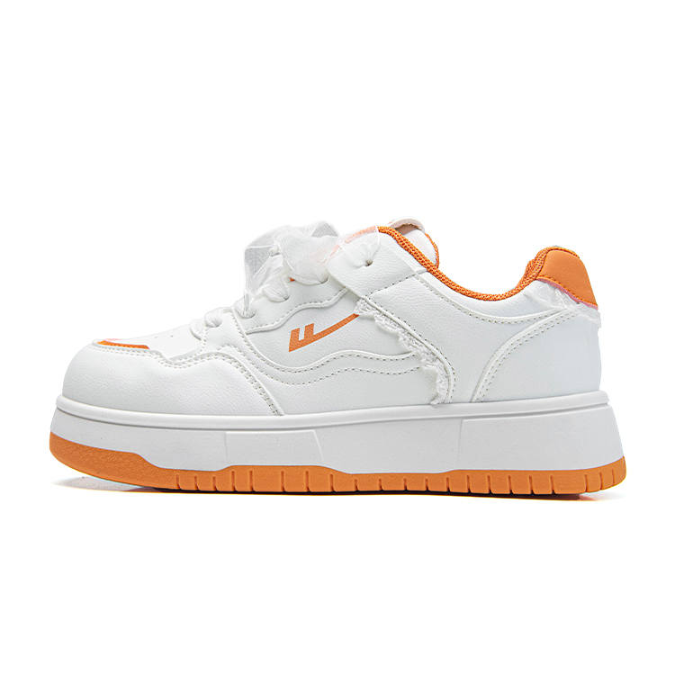 WARRIOR Skateboard Shoes Women's Low Top White Orange