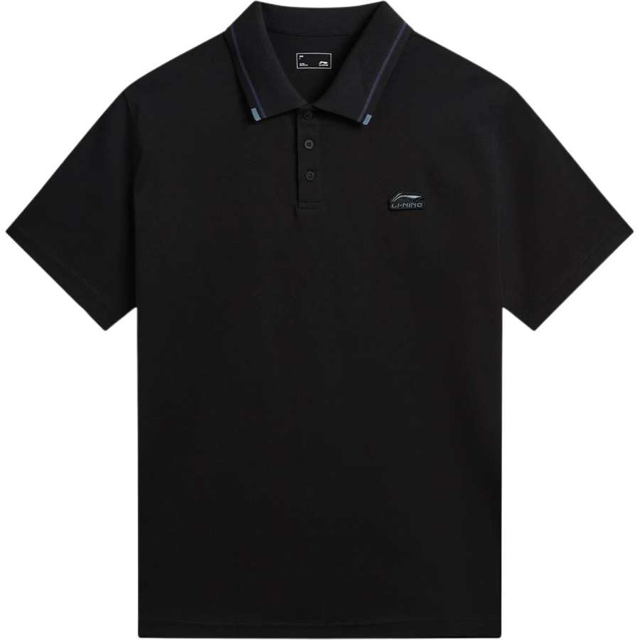Li-Ning Li Ning Sports Life Collection Polo Shirts Men's Black Polo Collar Moderate Straight Fit