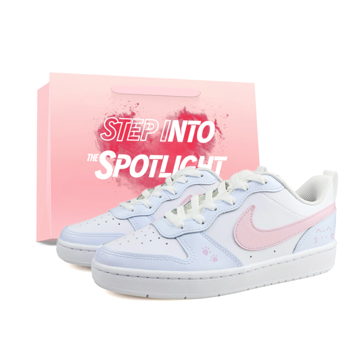 Nike Nike Court Borough Skateboard Shoes Women's Low Top Blue Pink