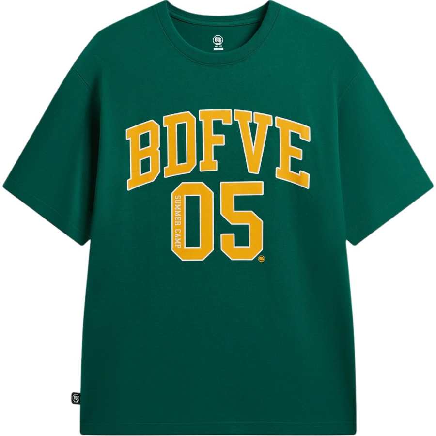 Li-Ning Li Ning BADFIVE T Shirts Men's Sand Gold Green Crew Neck Moderate Straight Fit