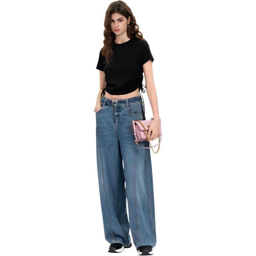 PINKO Jeans Women's Blue Moderate Straight Fit Pants
