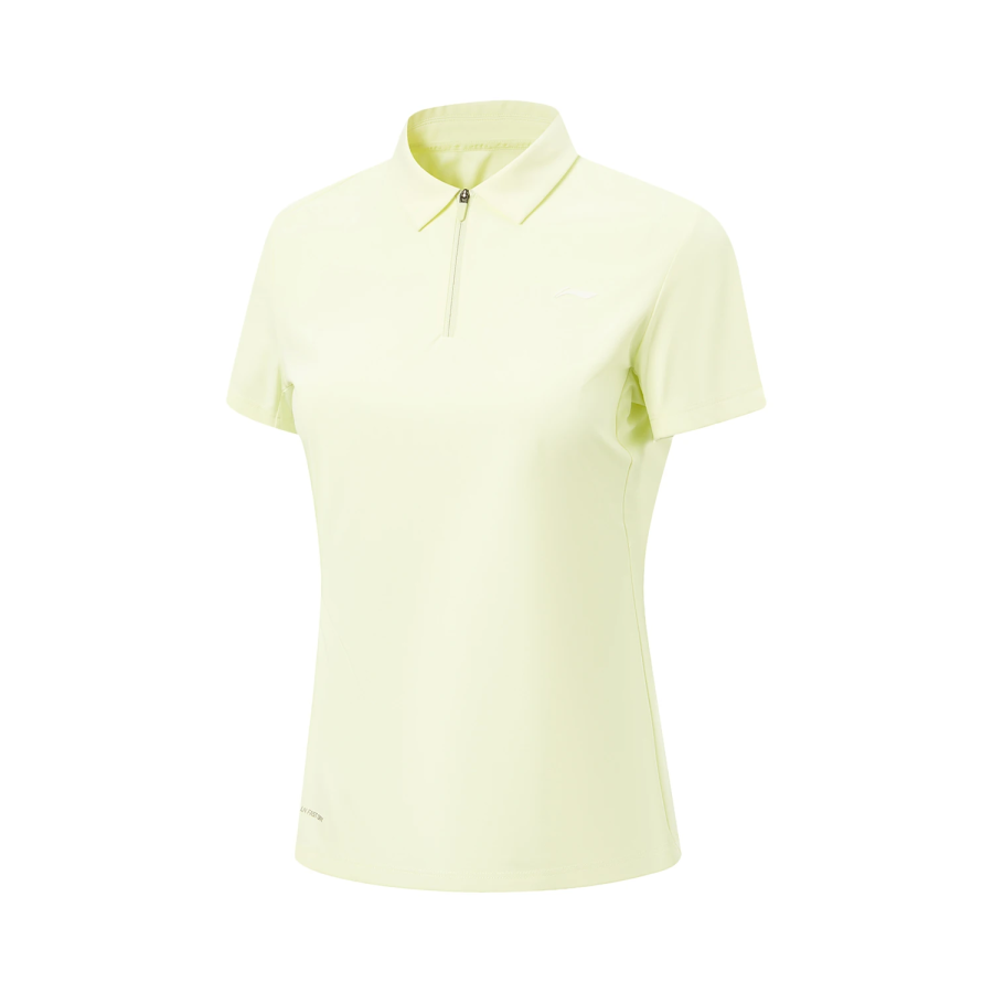 Li-Ning Li Ning Fitness Series Polo Shirts Women's White Jade Green Polo Collar Moderate Straight Fit
