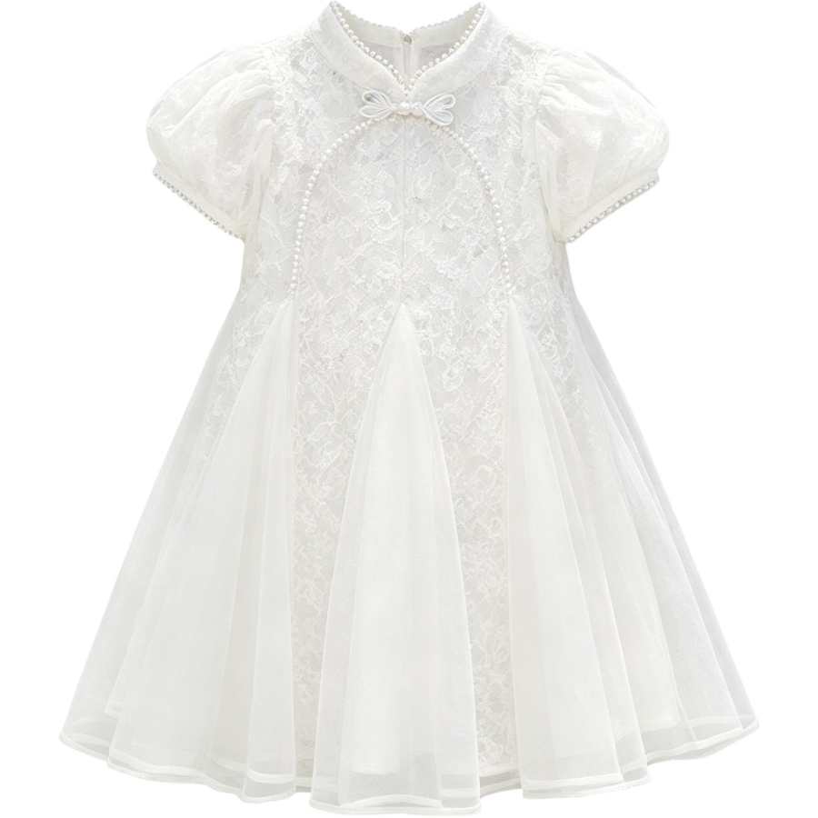 Disney Kids Dresses Stand Collar Thin Short Skirt Non Stretch