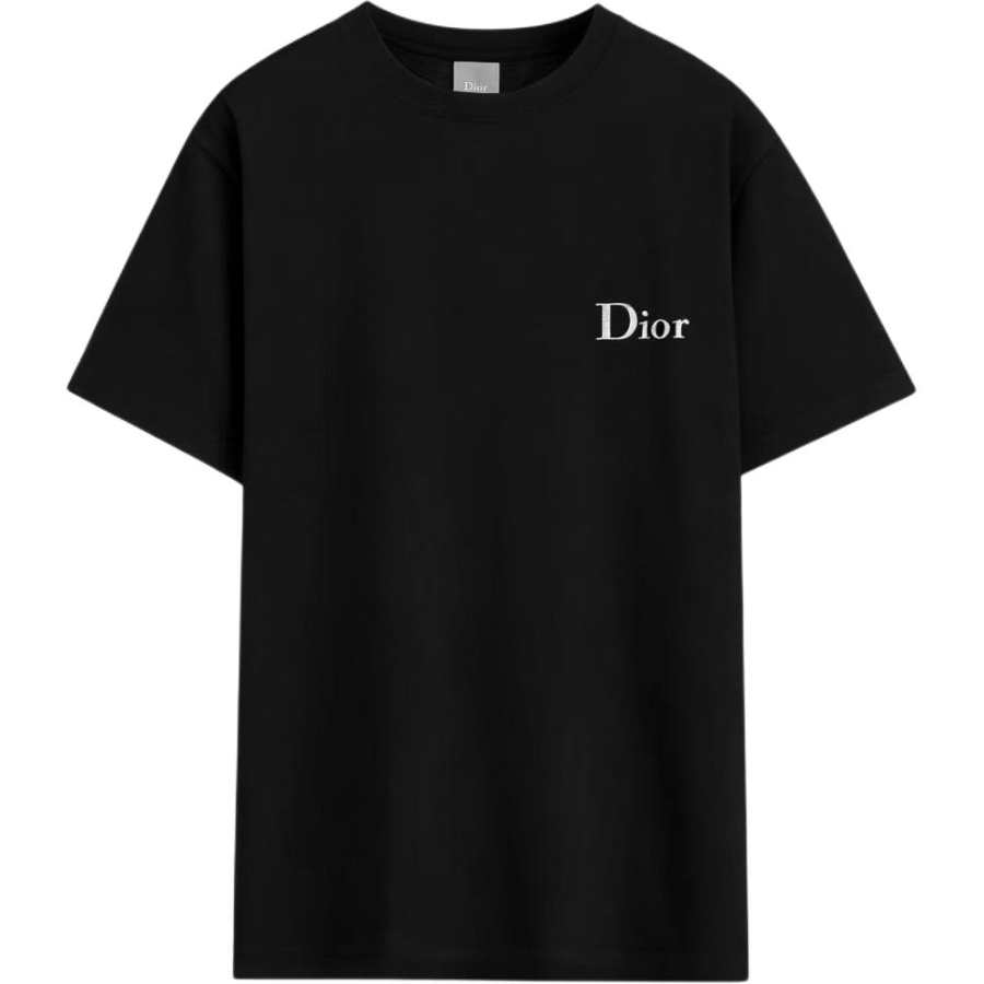 DIOR T Shirts Men's Black Crew Neck Moderate Straight Fit