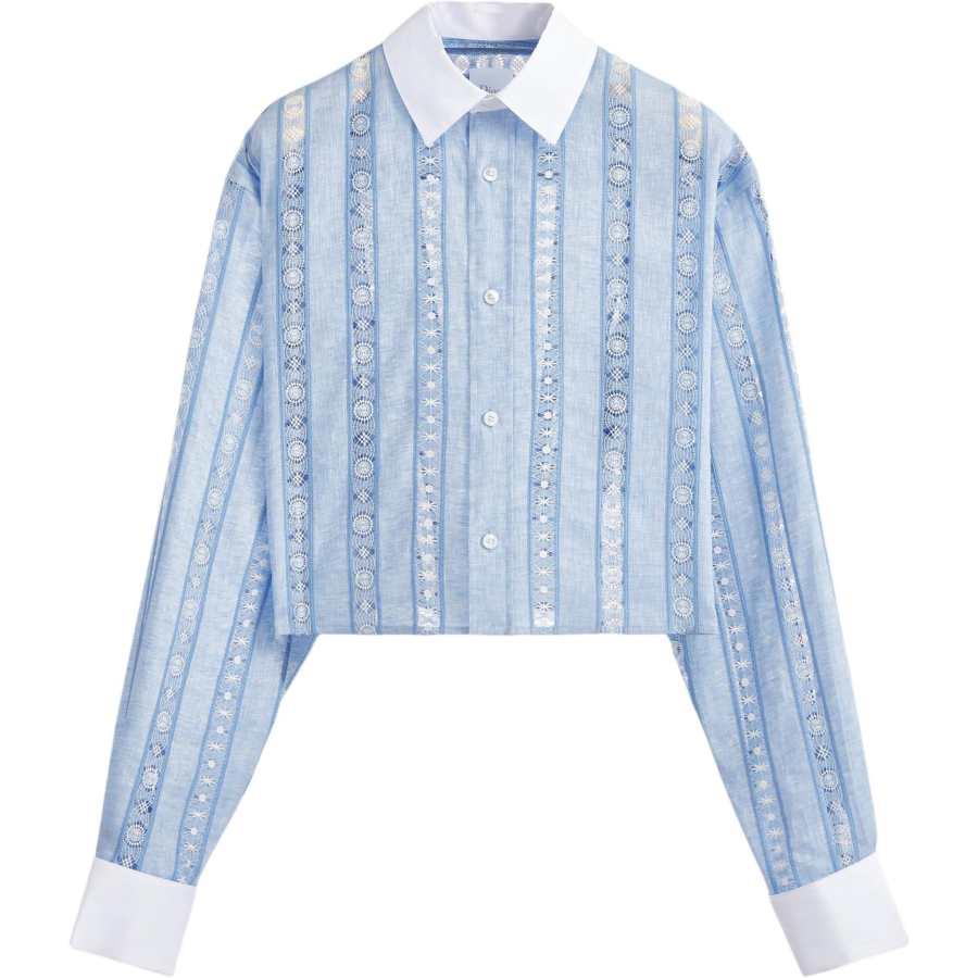 DIOR Shirts Women's Light Blue Lapel Moderate Straight Fit