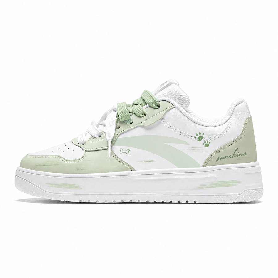 ANTA Easy Skateboard Shoes Unisex Low Top White Green