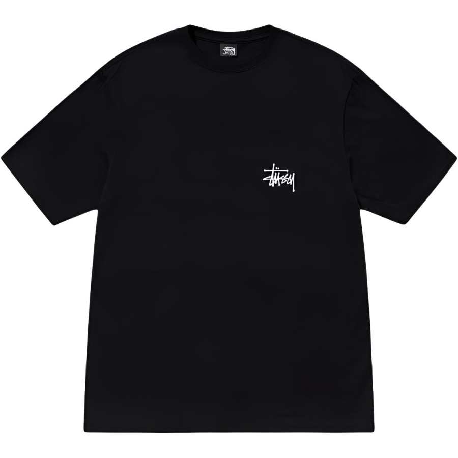 Stussy Ribbed Letter Print Cotton Pullover T-Shirt