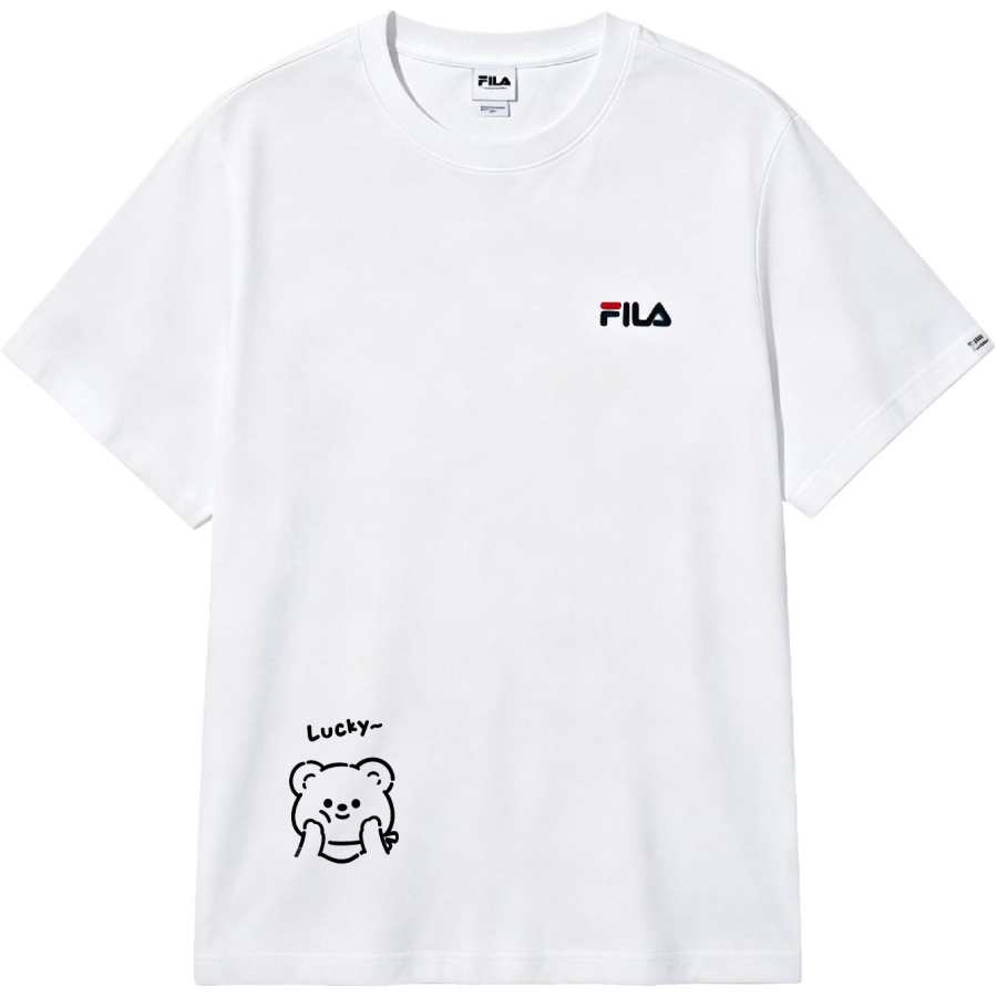 FILA T Shirts Unisex White Crew Neck Moderate