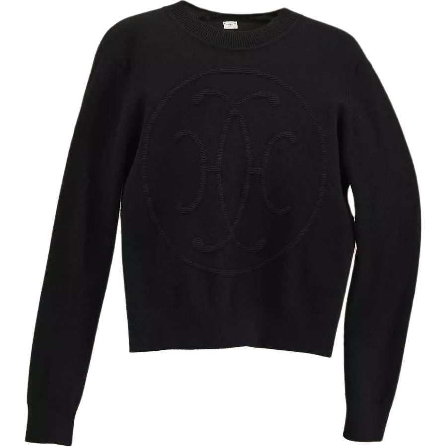 HERMES H Lift Cashmere Sweaters Women's Black Crew Neck Moderate