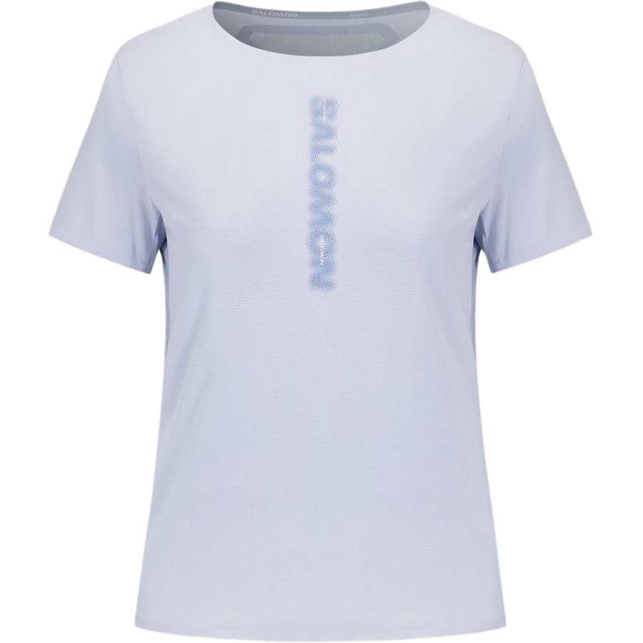 SALOMON Running T Shirts Women's Matte Finish Iris Purple Crew Neck Moderate
