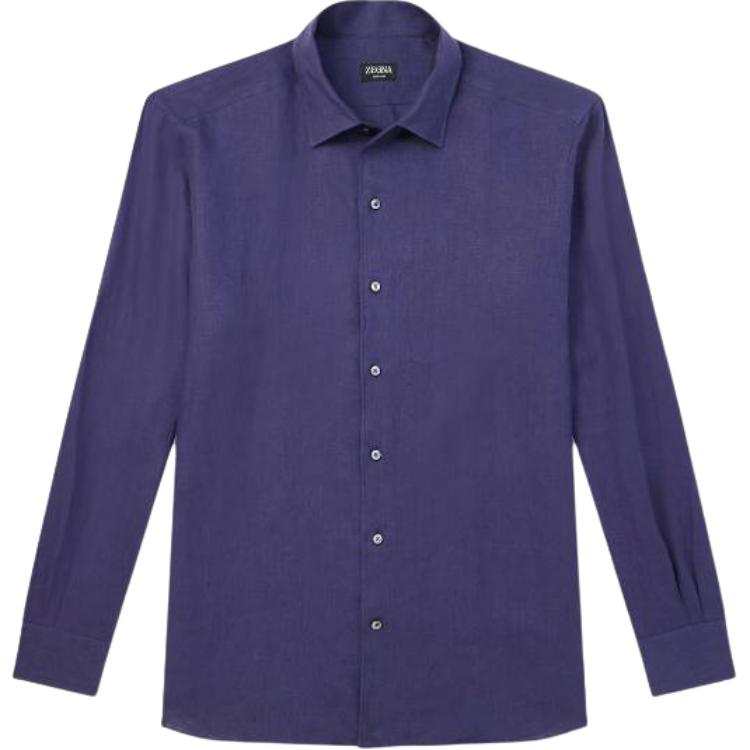 Ermenegildo Zegna Shirts Men's Indigo Lapel Moderate