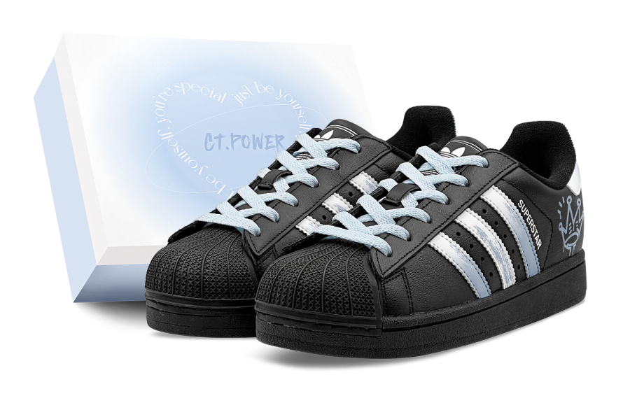 Adidas Originals Superstar 2 Skateboard Shoes Unisex Low Top Black/Blue