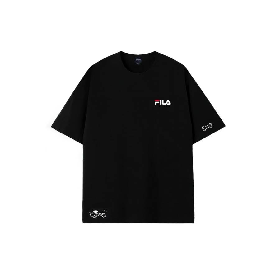 FILA T Shirts Unisex Black Crew Neck Moderate