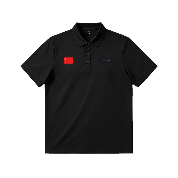 Li-Ning Li Ning Polo Shirts Unisex Black Pre Printed Label Version National Flag Label Needs To Be Embroidered Separately Polo Collar Thin Straight Fit