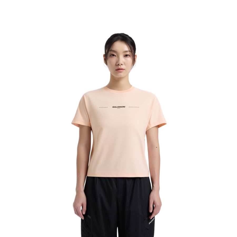SALOMON T Shirts Women's Light Peach Crew Neck Moderate