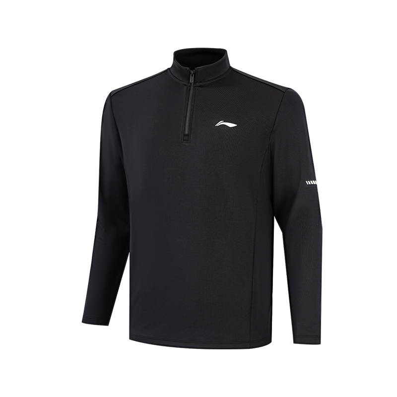 Li-Ning Li Ning T Shirts Men's Black Stand Collar Moderate