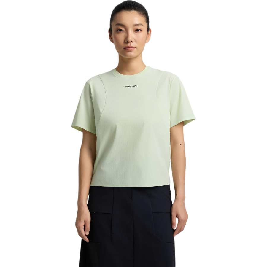 SALOMON T Shirts Women's Mist Green Crew Neck Moderate