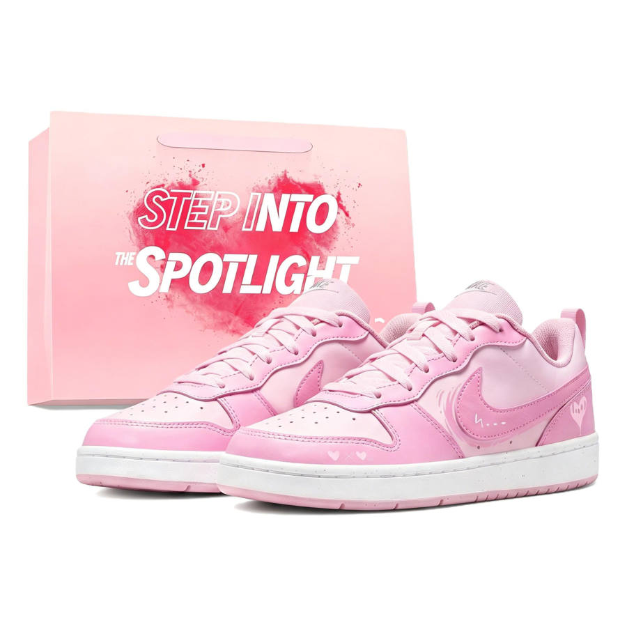 Nike Nike Court Borough Sweetheart Peach Slip Resistant, Lightweight, And Breathable Skateboard Shoes Unisex Pink