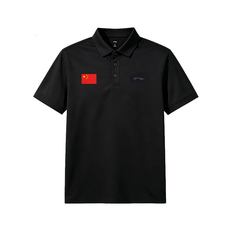 Li-Ning Li Ning Polo Shirts Unisex Black With Label National Flag Logo Needs To Be Embroidered Separately Polo Collar Moderate Straight Fit