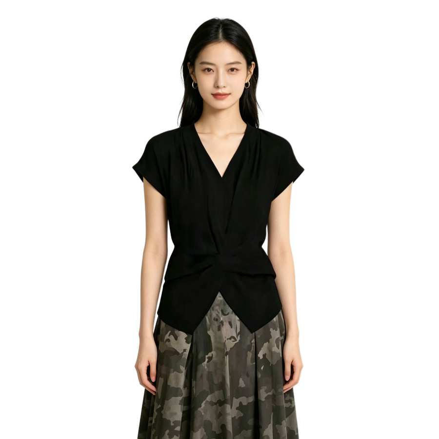 Sugarfunk Shirts Women's V Neck Thin Nipped In Waist