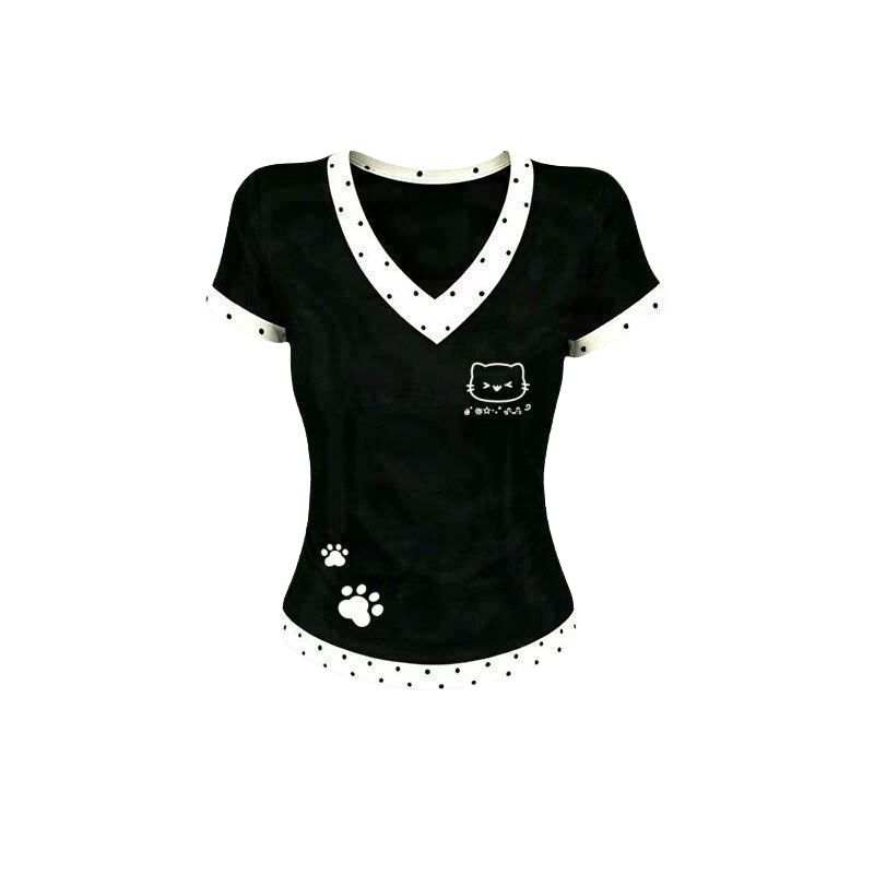 Sugarfunk T Shirts Women's V Neck Thin Nipped In Waist
