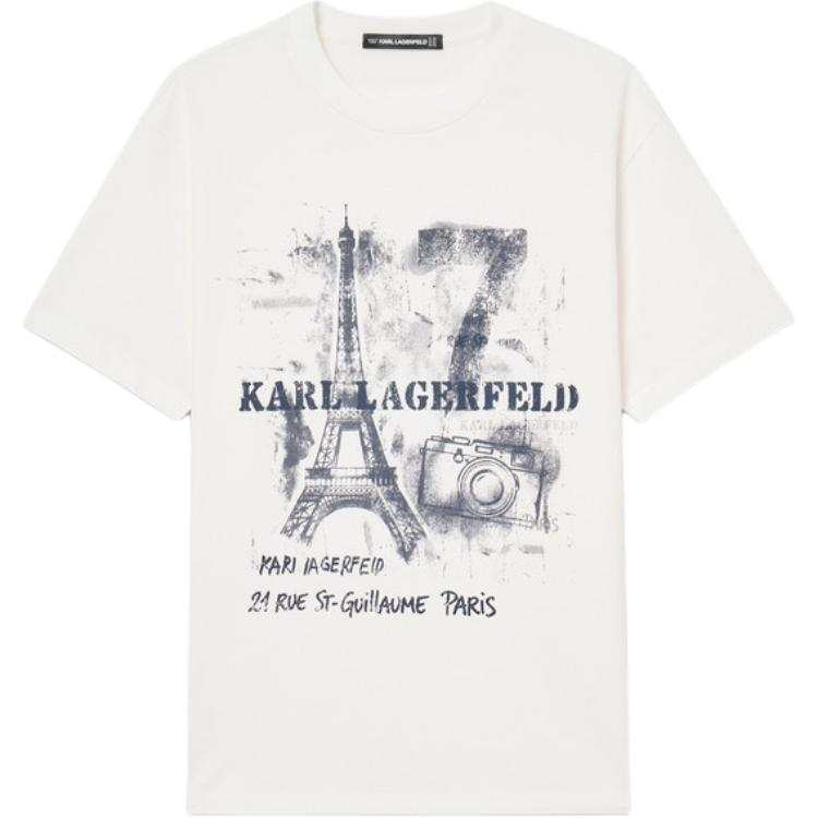 KARL LAGERFELD / Karl Lagerfeld Jeans T Shirts Men's White Crew Neck Moderate