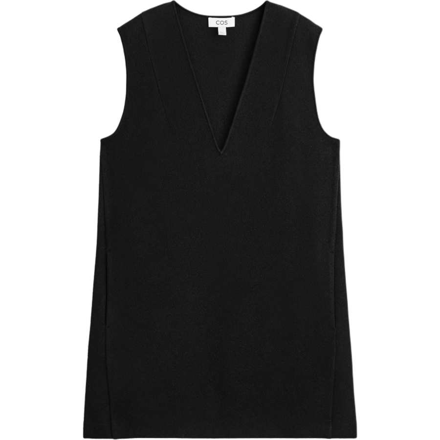COS Sleeveless Dresses Women's Black V Neck Moderate Short Skirt