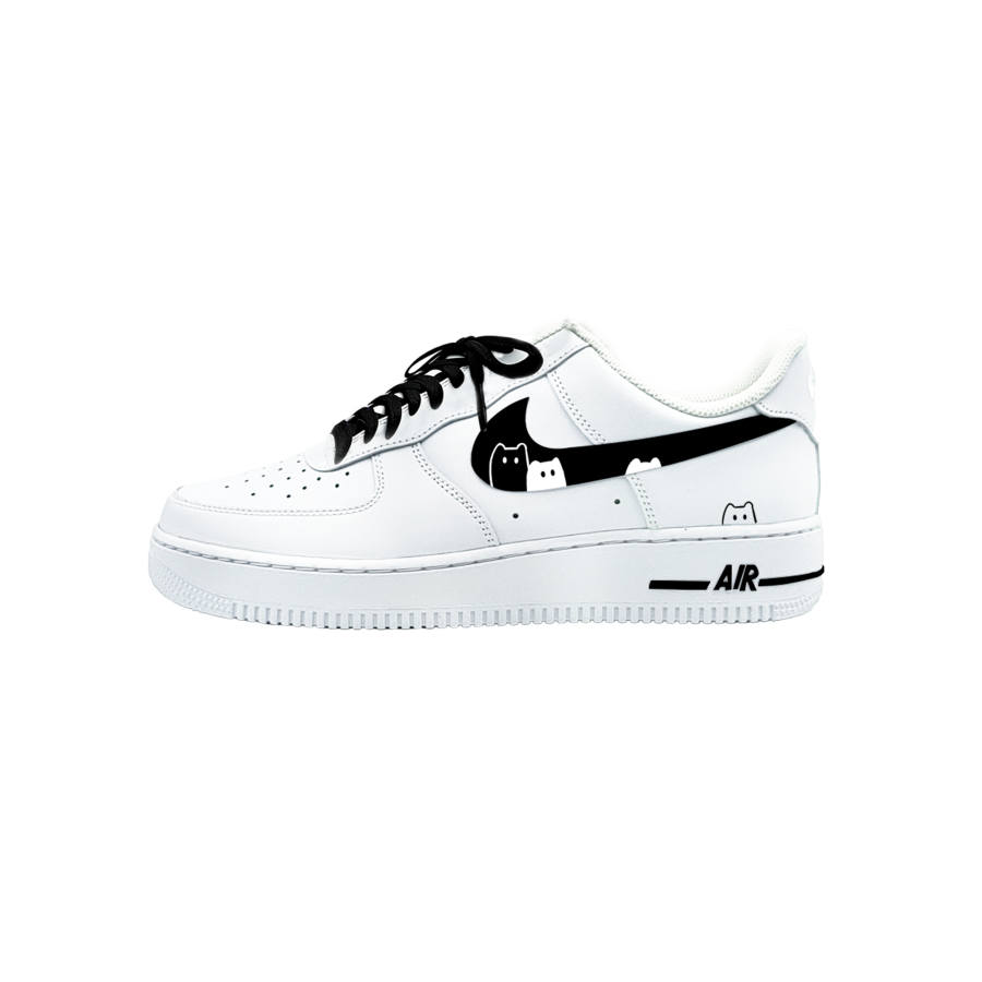 Nike Nike Air Force 107 Shadow Cat Cushioning Support Breathable Low top Skateboard Shoes Unisex White Black