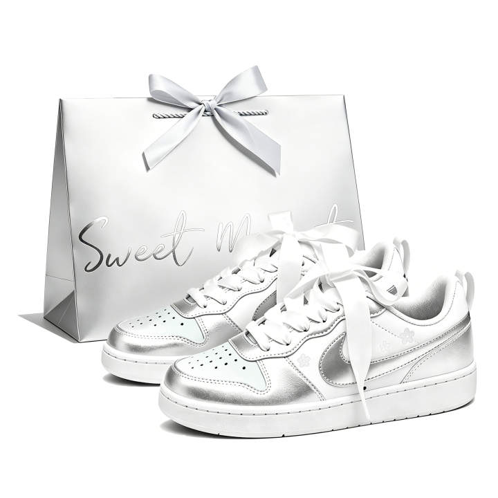 Nike Nike Court Borough Skateboard Shoes Women's Low Top Silver