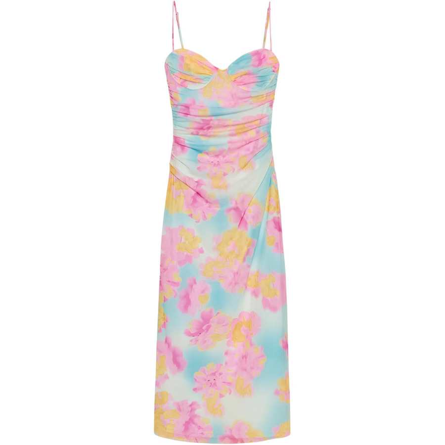 ZARA Slip Dresses Women's Print Sweetheart Neckline Moderate Long Skirt