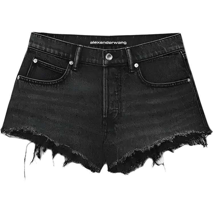 Alexander Wang Denim Shorts Women's Distressed Gray Moderate Other