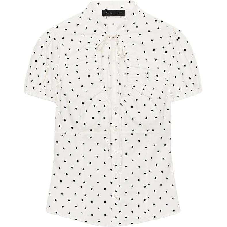 ZARA Shirts Women's Nude/Black Stand Collar