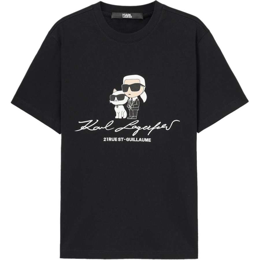 KARL LAGERFELD / Karl Lagerfeld Jeans T Shirts Men's Black Crew Neck Moderate
