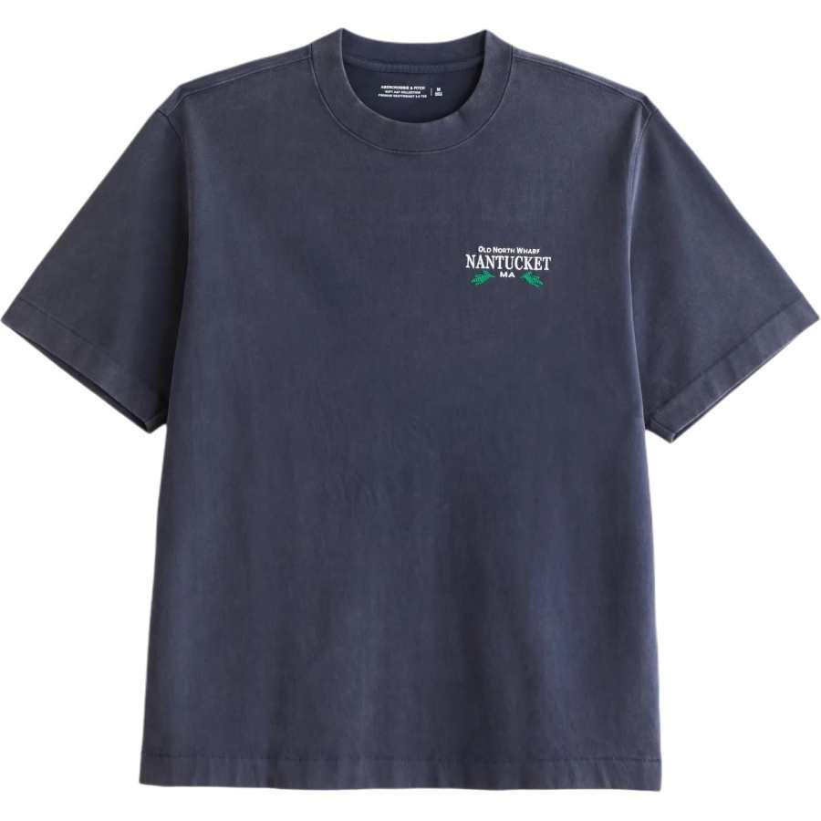 Abercrombie&Fitch T Shirts Men's Sapphire Blue Crew Neck