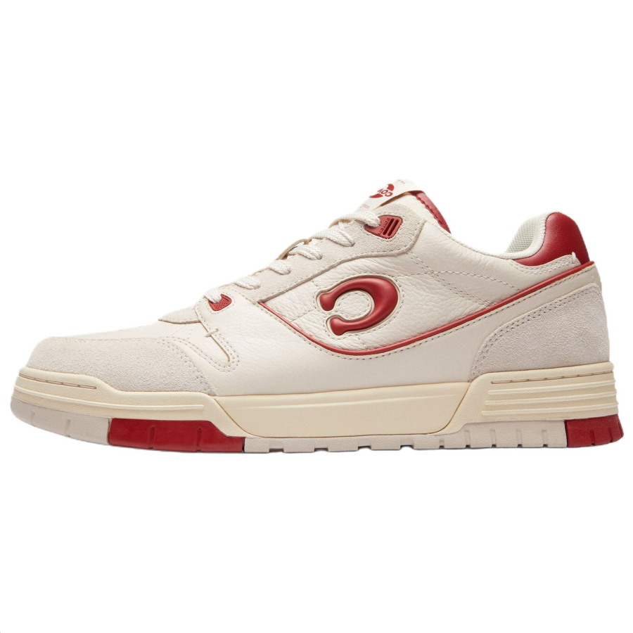 COACH Soho Skateboard Shoes Men's Low Top Chalk White & Warm Vermilion