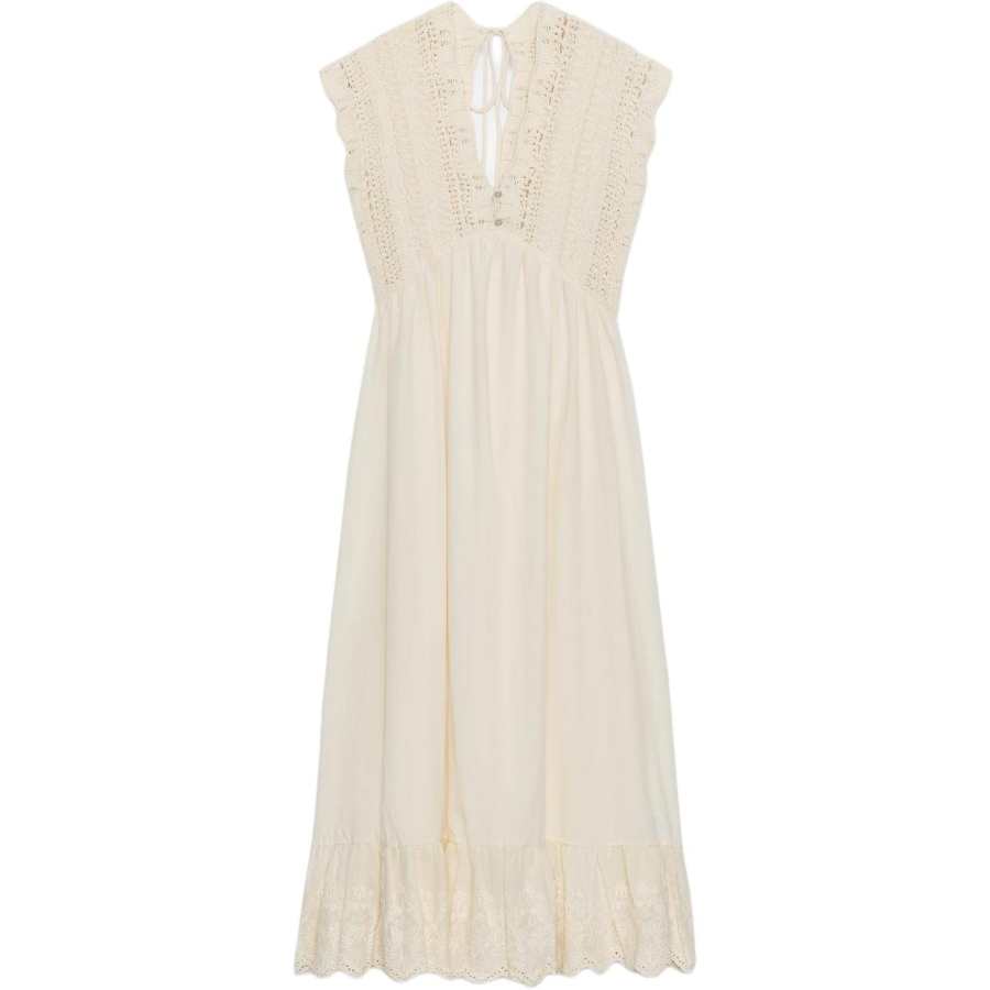 ZARA Sleeveless Dresses Women's White V Neck Moderate Midi Skirt