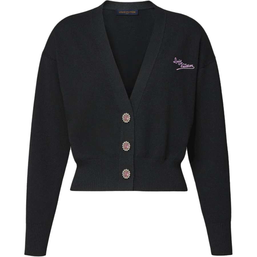 LOUIS VUITTON Sweaters Women's Black V Neck Moderate Other