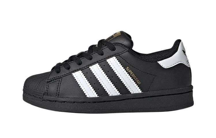 Adidas Originals SUPERSTAR Abrasion Resistant Low top Kids' Skateboarding Shoes Black Kids'