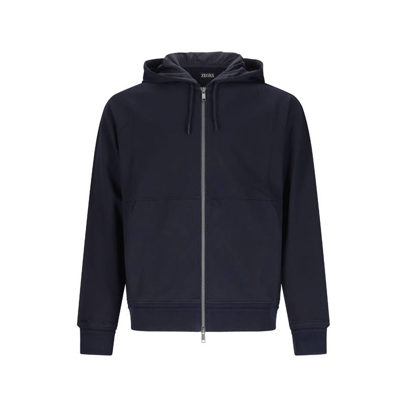 Ermenegildo Zegna Sweatshirts Men's Navy Hooded Detachable Moderate