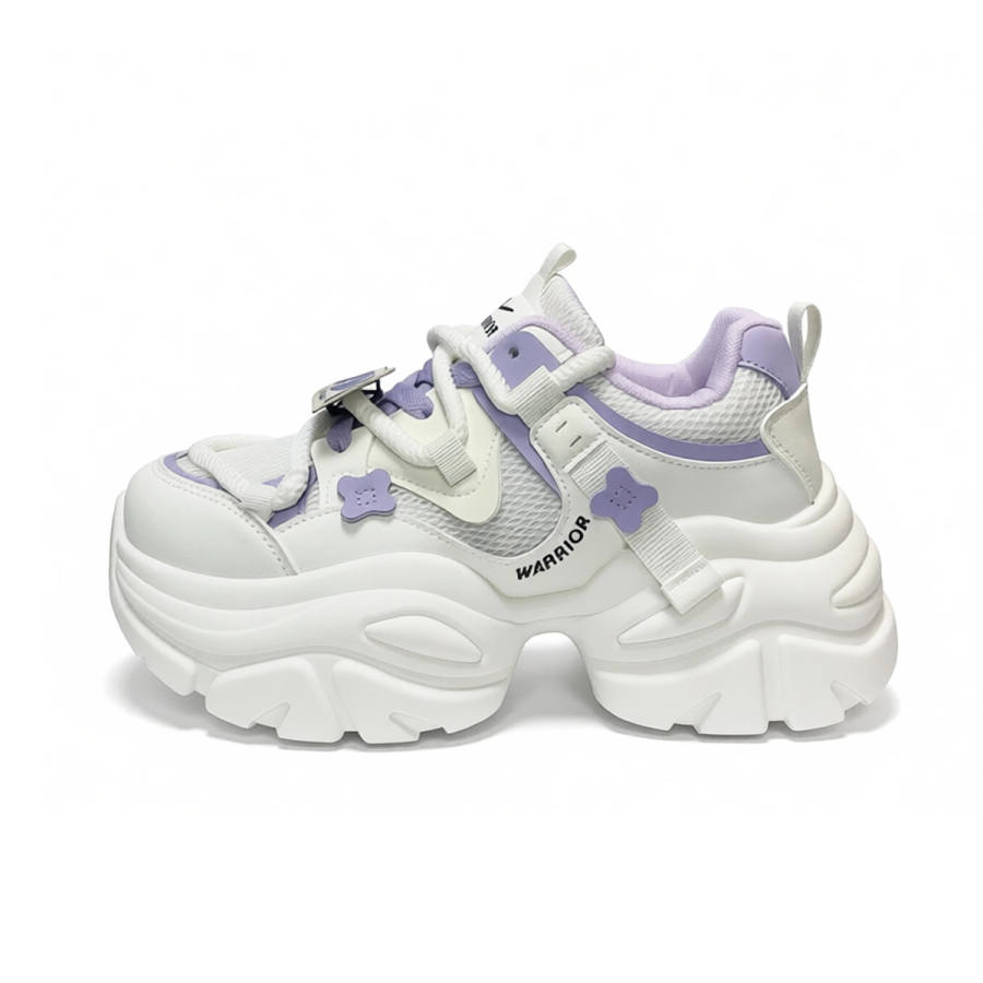 WARRIOR Chunky Sneakers Women's Low Top Beige Purple