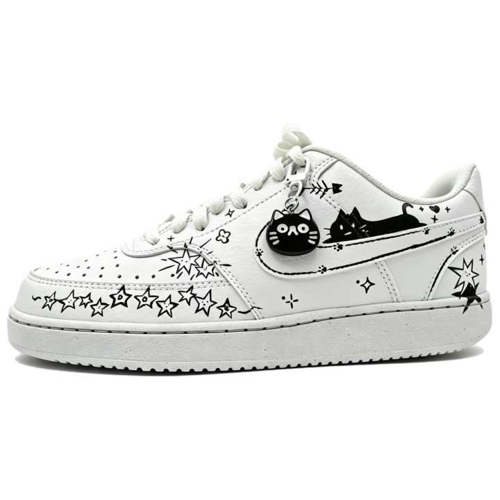 Nike Nike Court Vision 1 Leather Slip Resistant, Abrasion Resistant, Lightweight Low top Skateboard Shoes Unisex White