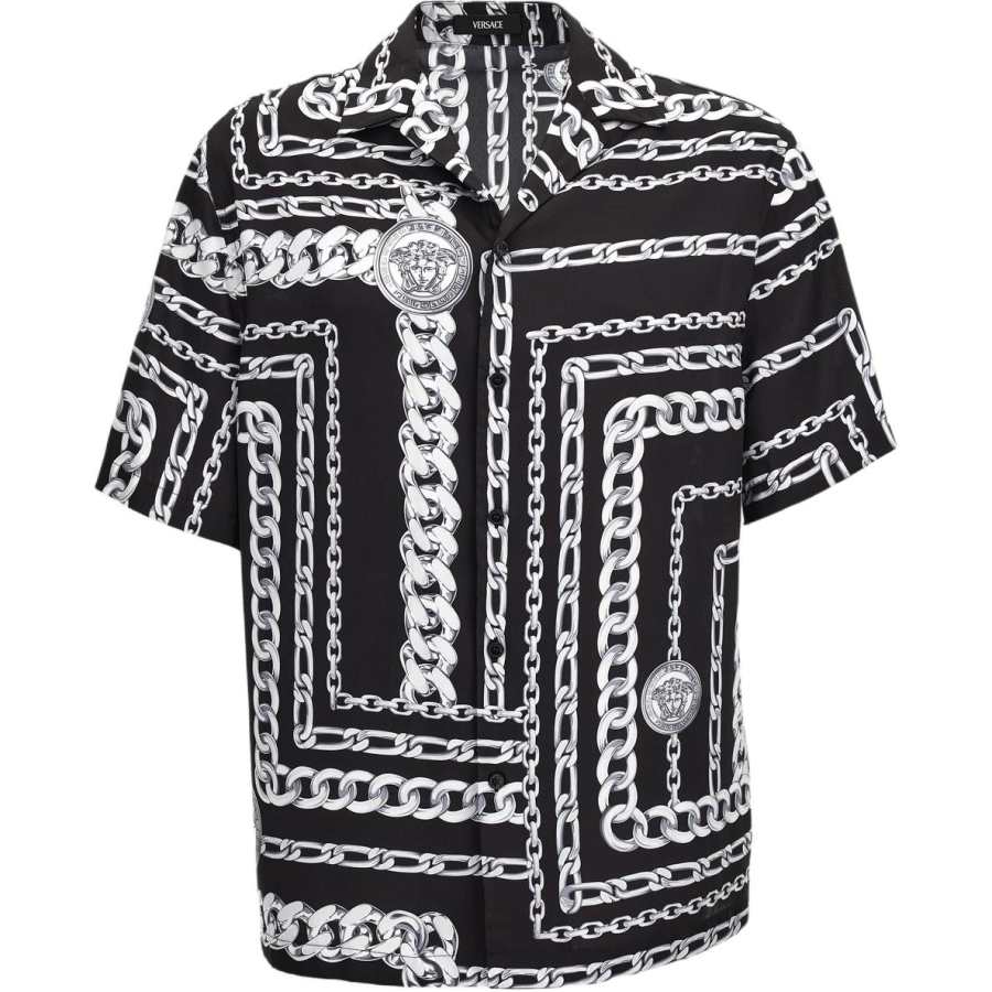 VERSACE VERSACE Shirts Men's Black Lapel Moderate