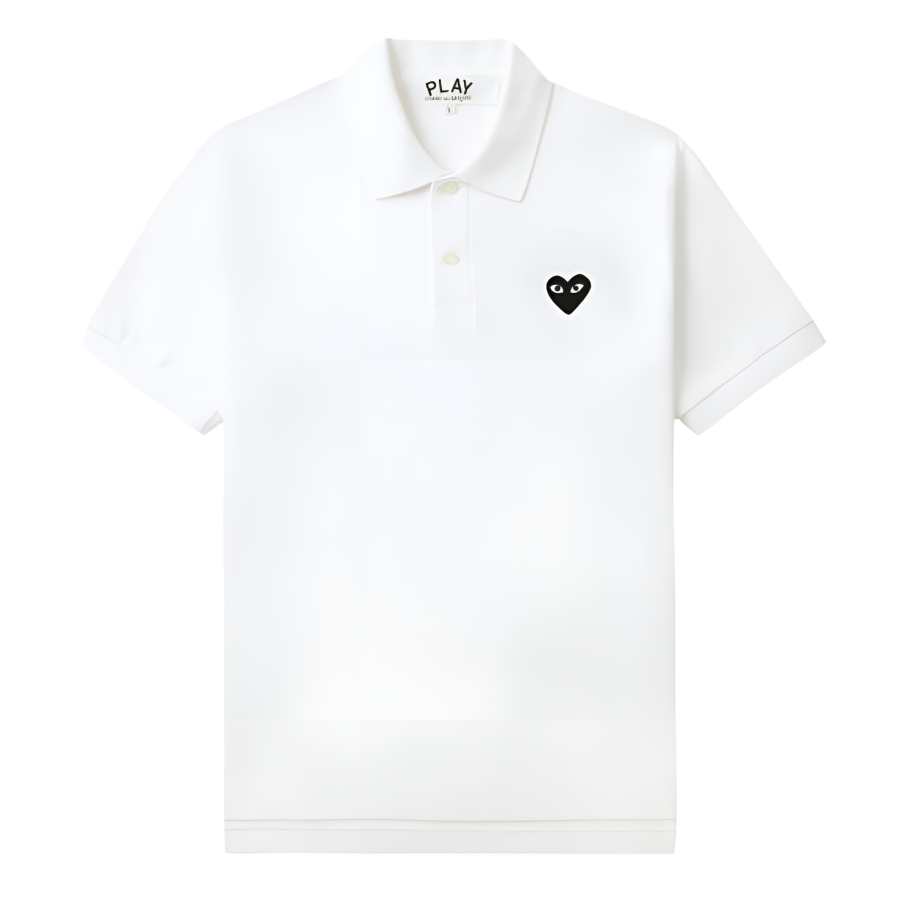 CDG Play Polo Shirts Unisex White Polo Collar Moderate