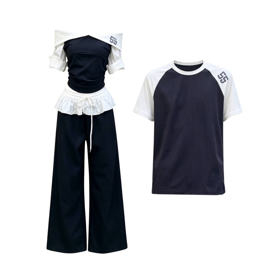 TUSHIFEI Couple Sets Women's Boat Neck Moderate