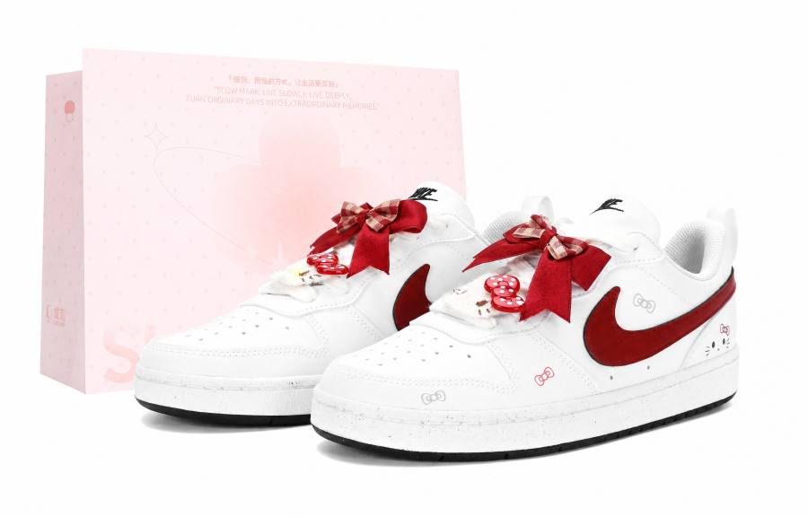 Nike Nike Court Borough Abrasion Resistant Lightweight Slip Resistant Low top Skateboard Shoes Women's Red White