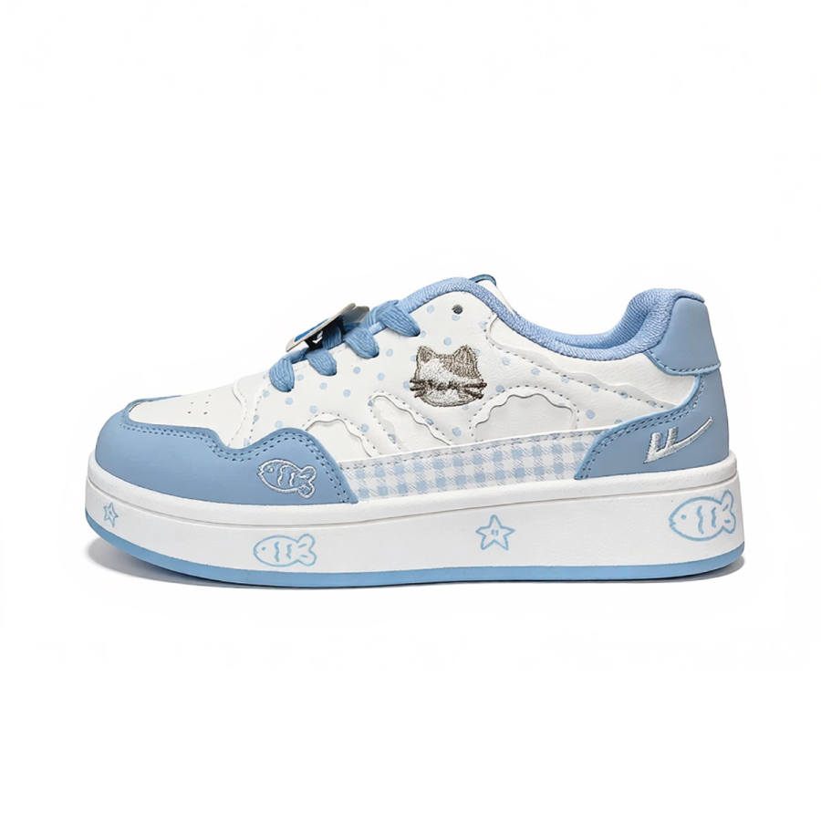 WARRIOR Skateboard Shoes Women's Low Top White Blue