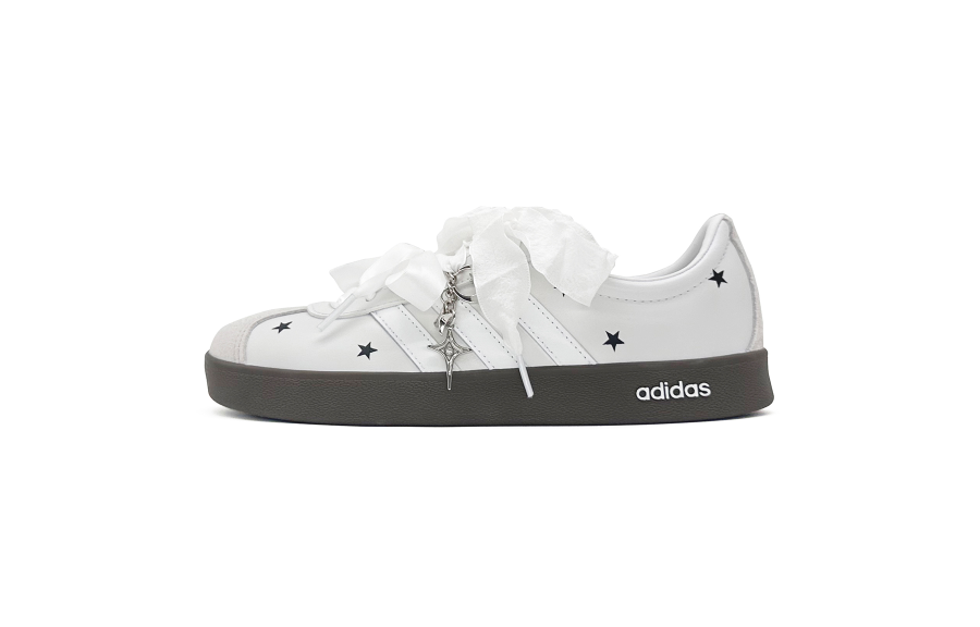 Adidas Adidas VL COURT 2.0 Skateboard Shoes Unisex Low Top Silver/White/Brown