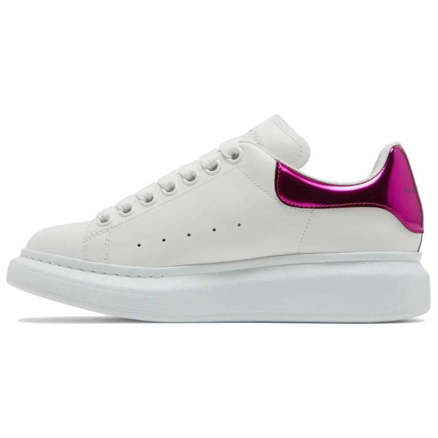 Alexander McQueen Oversized Sneaker Cow Leather, Leather Low top Sports Casual Shoes Women's Rose Red